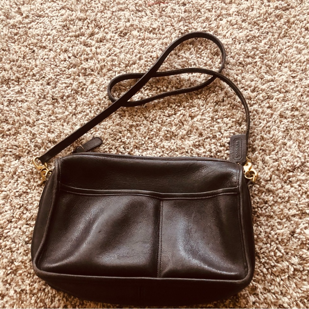 Vintage Coach Companion Bag #9300 Black Leather  Crossbody Made in New York